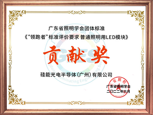 廣東省照明學(xué)會(huì)-團(tuán)體標(biāo)準(zhǔn)貢獻(xiàn)獎(jiǎng)